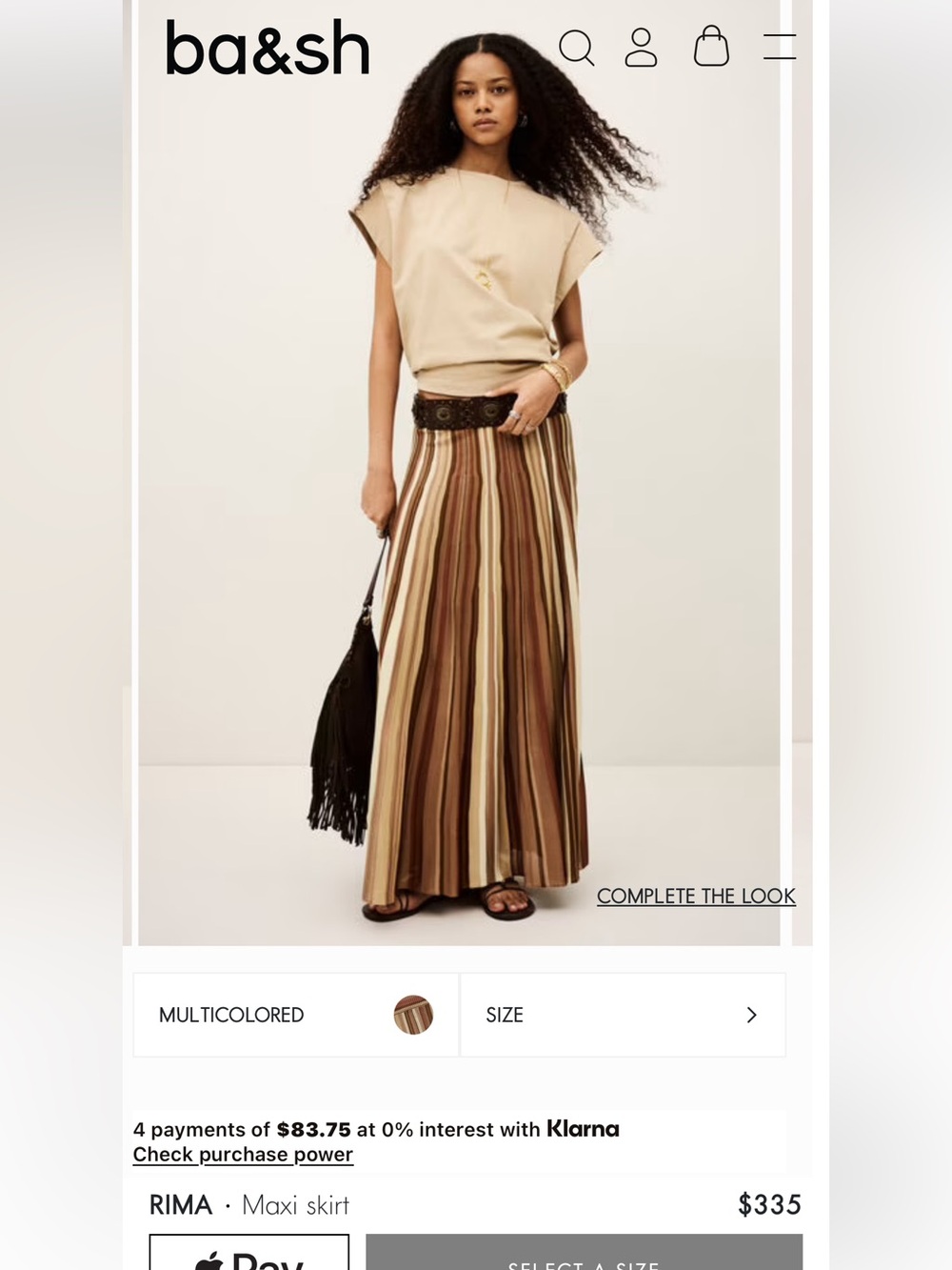 ba&sh Rima Multicolored Stripe Maxi Skirt in Earth Autumn Fall Tones